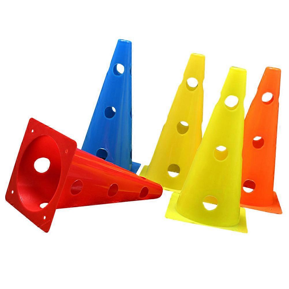 5pcs Durable Hollow Training Marker Cones for Soccer, Football, and Agility Exercises – Fluorescent Obstacles for Strength and Sports Training