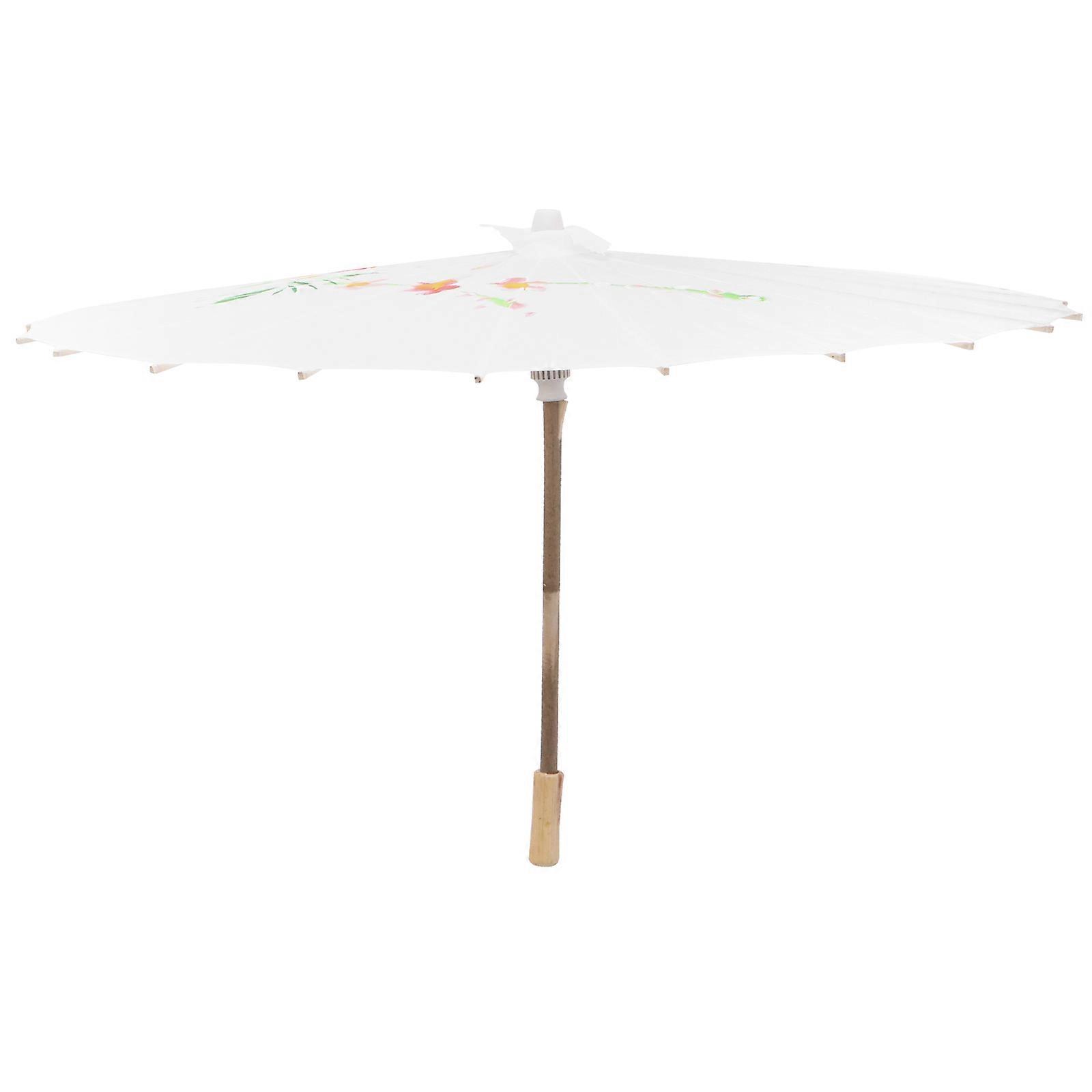 White Silk Umbrella for Dancing Decorative Performance Props with Bamboo and Silk Material Diameter