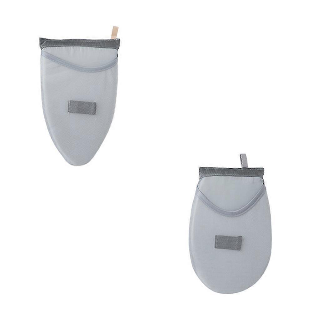 Mini Ironing Board Tabletop Safe to Use Cotton Material Round Tip 22x15cm Grey 2Set