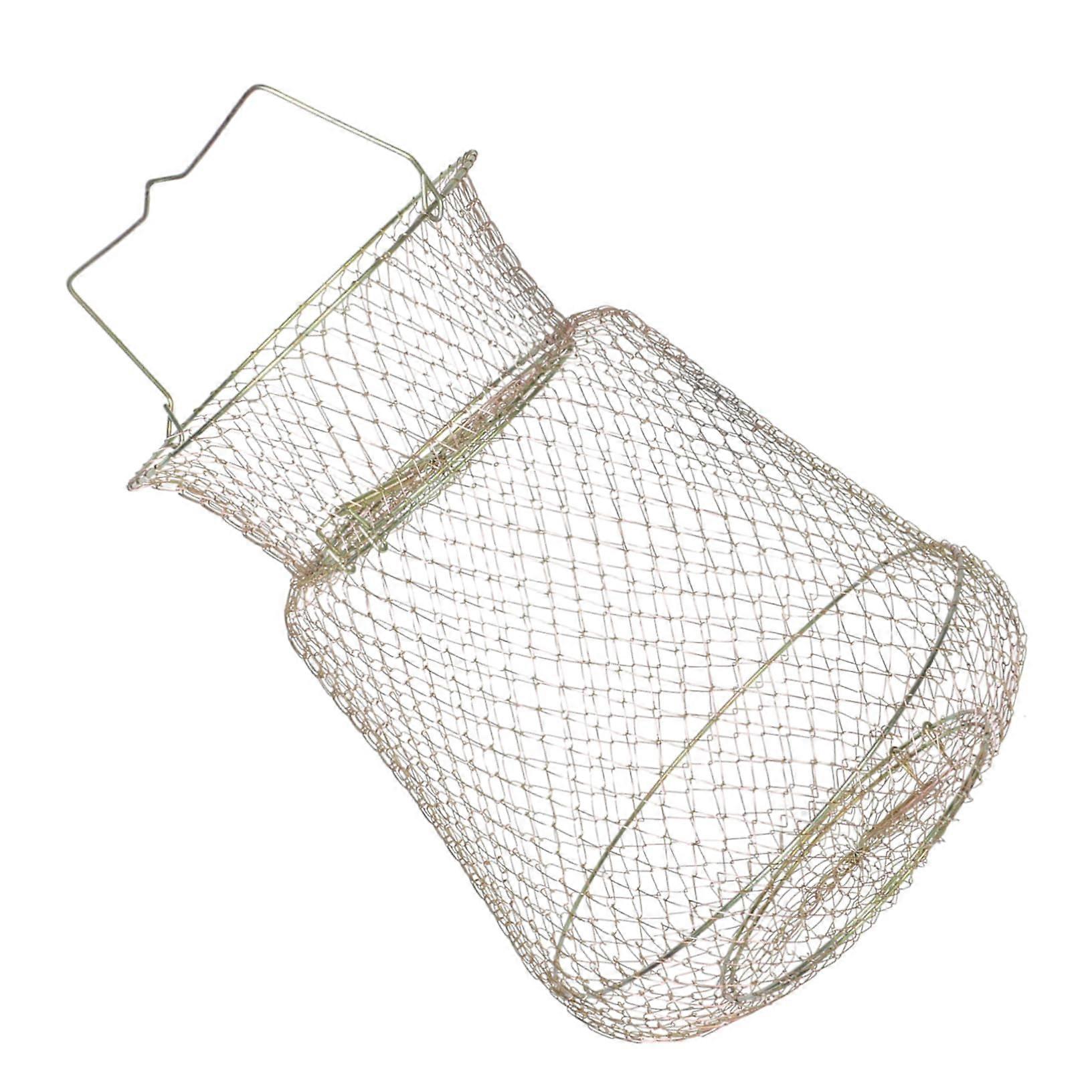 Wire fish basket, transport container for fish, fishing creels, collapsible fishing bucket, bait bucket
