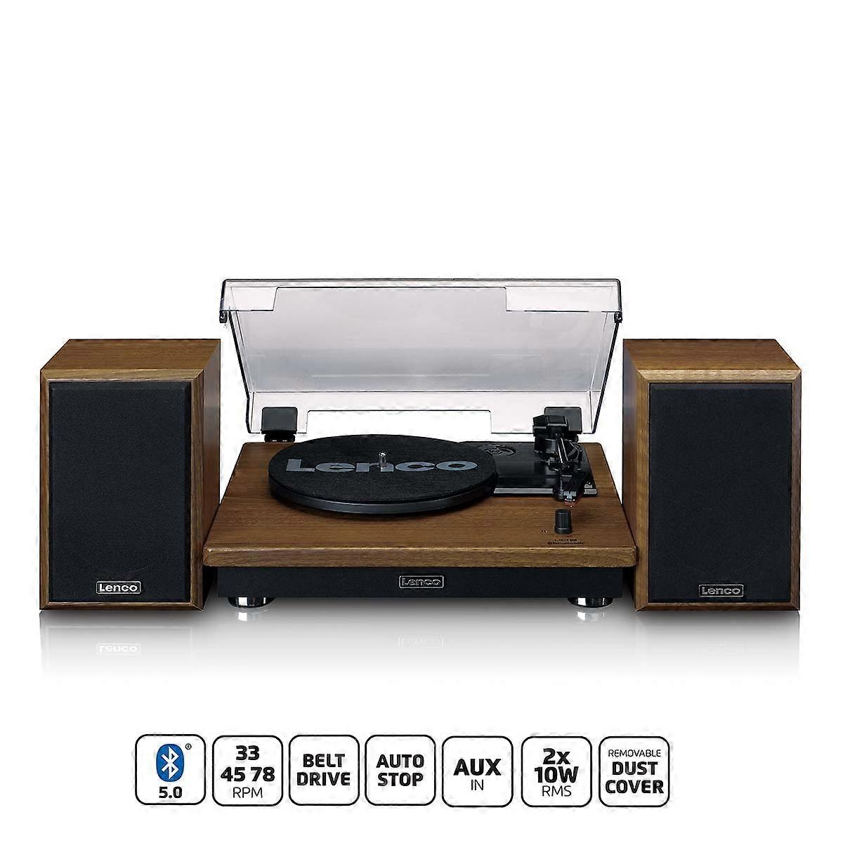 Turntable with Bluetooth reception and two wooden speakers