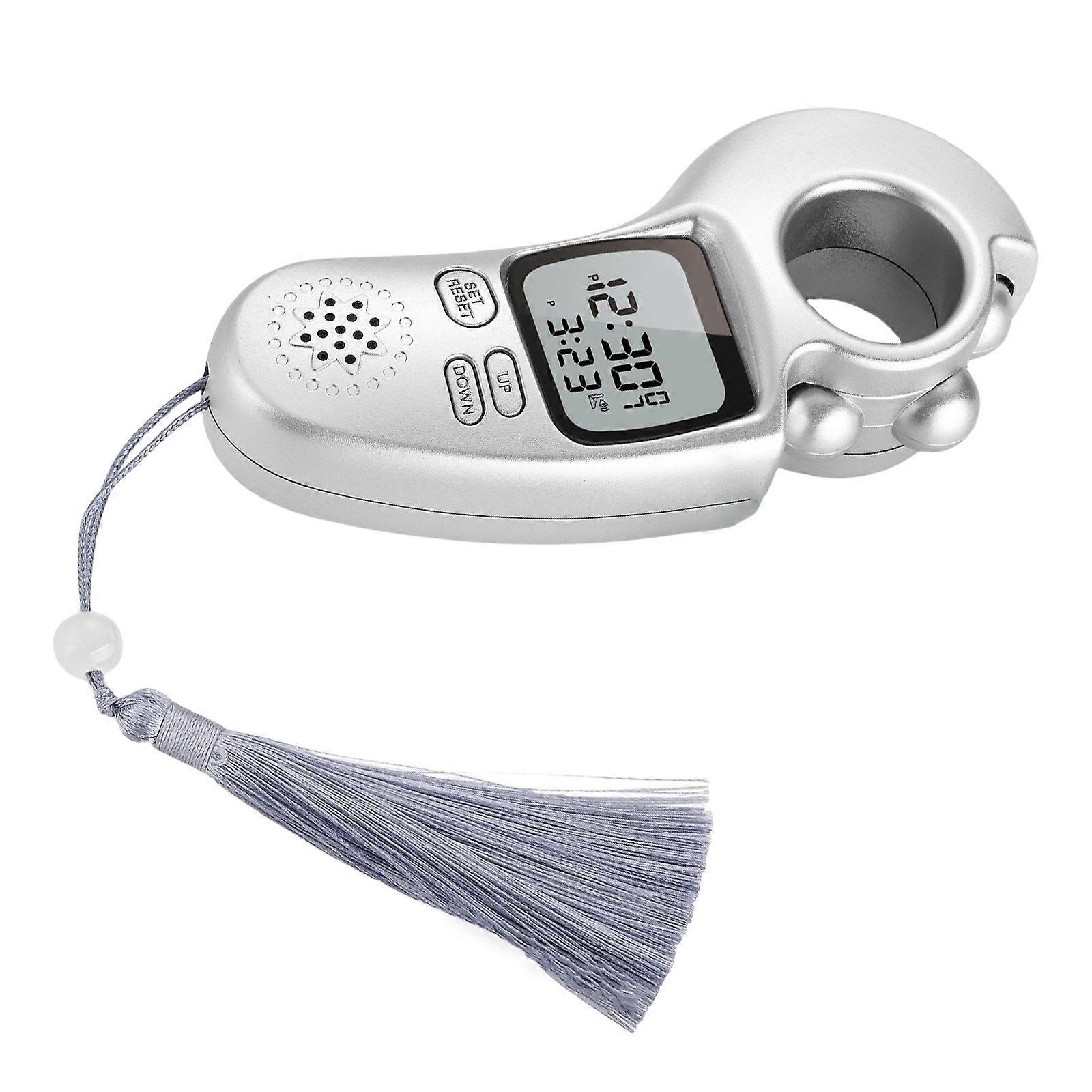 Efficient Counting Gadget Digital Counter With High Precise Quiet Operation And Time Display Fit for Spiritual Daily Use Silver