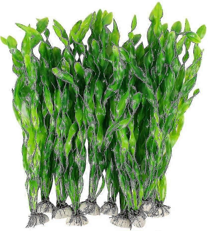 水族館のための人工海藻水植物、プラスチック魚水槽植物装飾10pcs(緑)