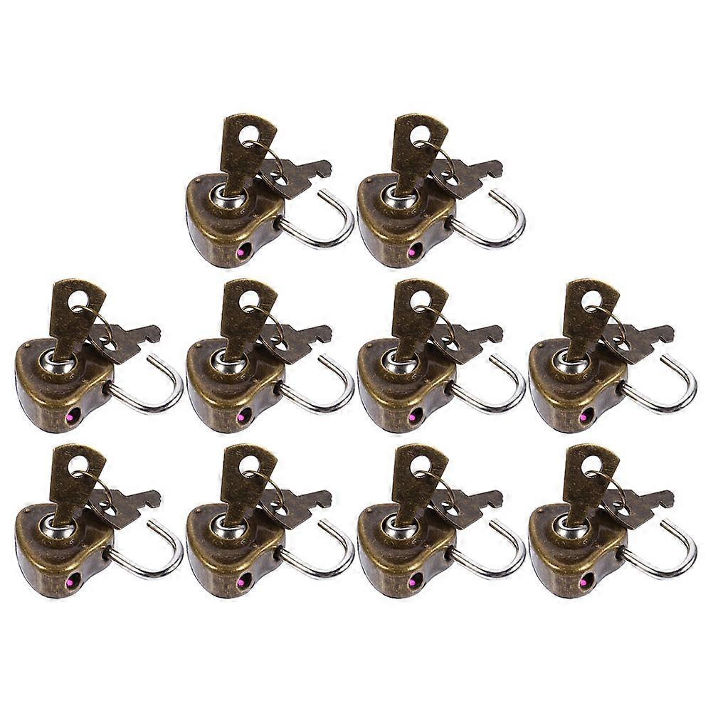 Security Heart Shaped Padlock Luggage Drawer Lock Iron Material Antique Bronze 10Pcs
