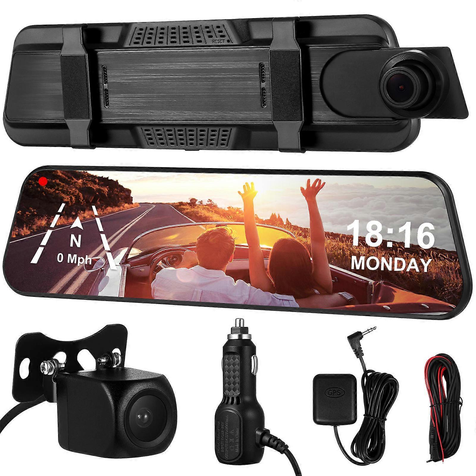 Full Dash Cam with Front Rear Camera, WiFi GPS Backup Recorder for Cars, Parking Monitoring Emergency Recording