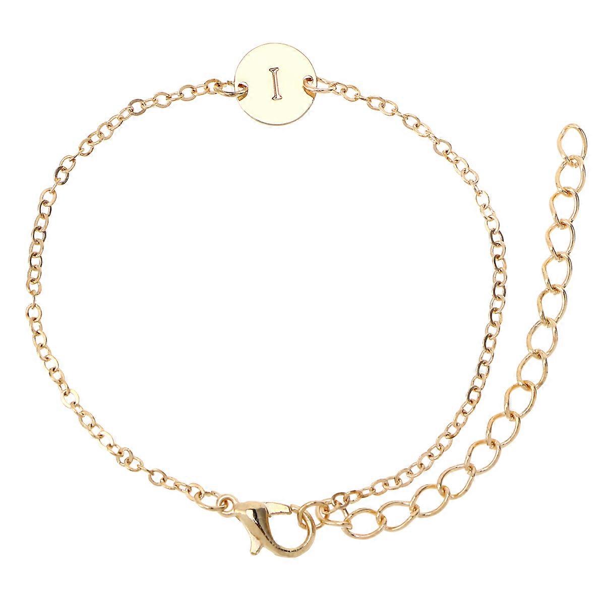 Elegant Women Ankle Chain with Letter Design Alloy Golden Color Comfortable and Lightweight for Beach Use Size Adjustable