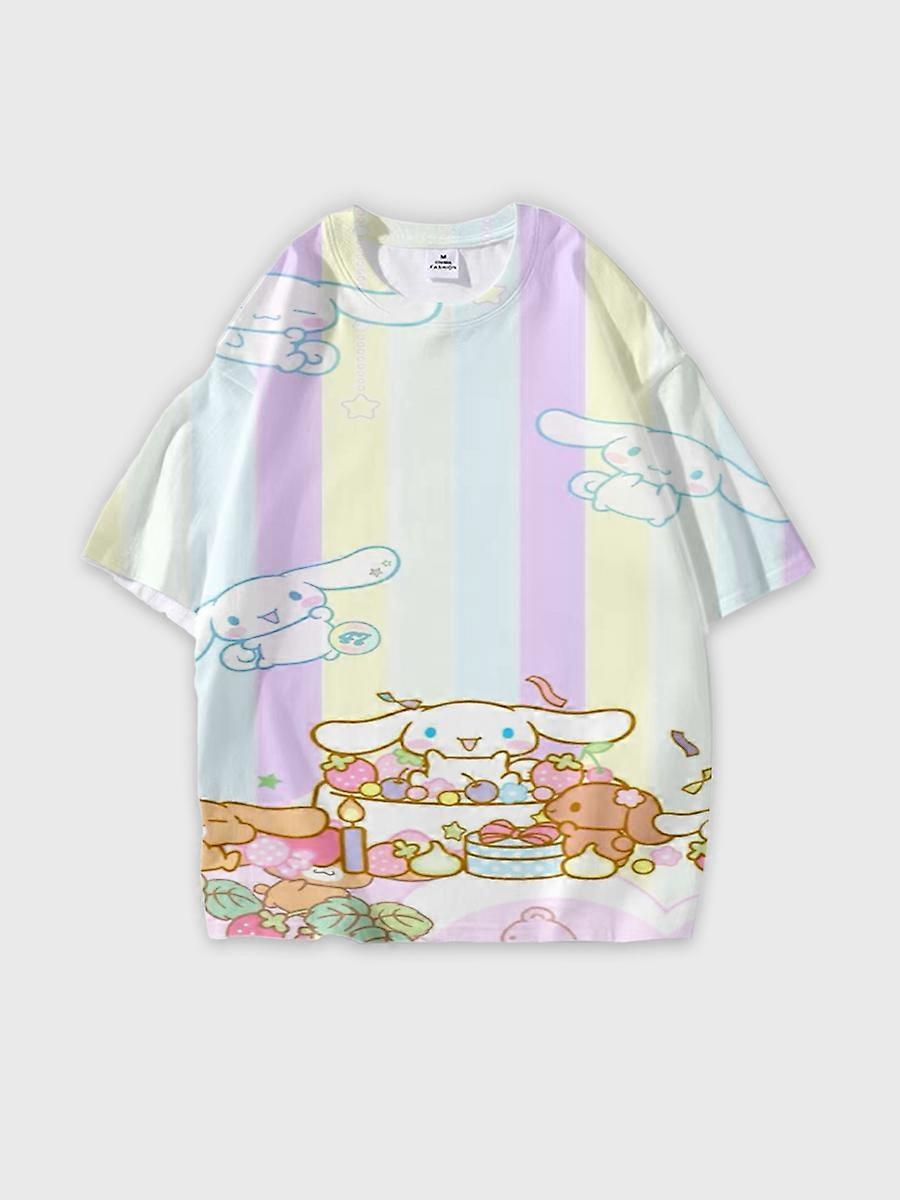 T-shirt round neck Cartoon Pattern loose short sleeve E2779