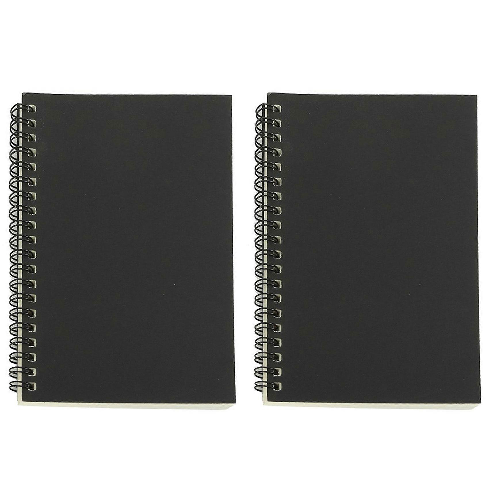 2X Retro Kraft Coil Sketch Sketchbooks Blank Notebook Notebook School Stationery(Black and White)