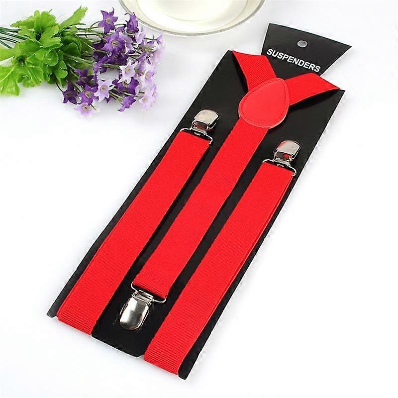 Unisex Colorful Accessories Y-Shape Clip-on Suspenders Elastic Adjustable Braces