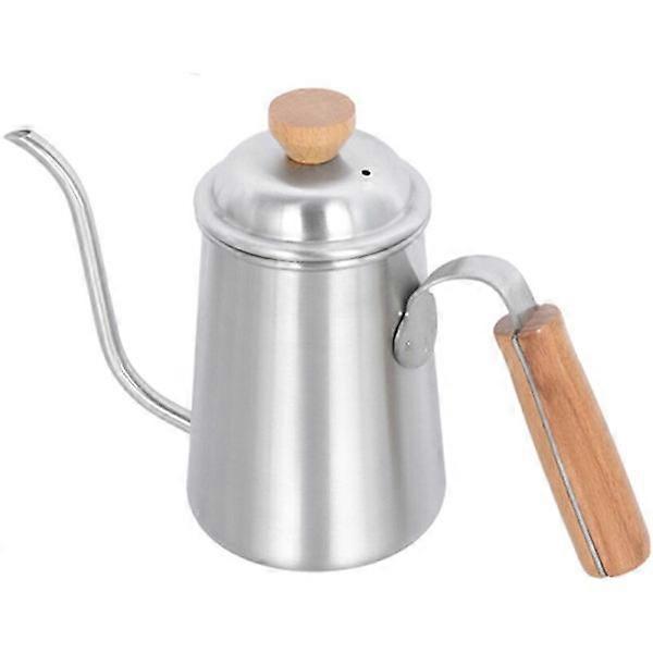 650ml thicker stainless steel swan neck spout with wooden handle coffee kettle