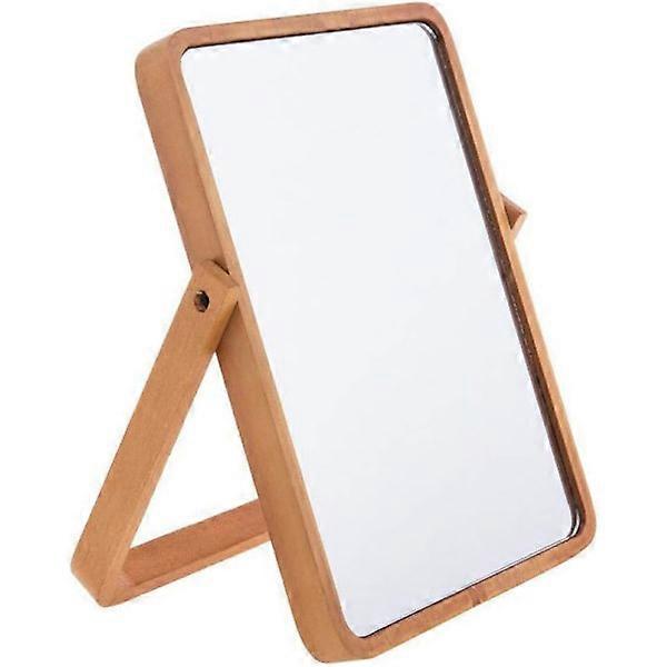 Wooden Tabletop Mirror Makeup Mirror Table Mirror with Stand Foldable