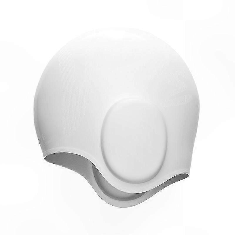 White Waterproof Silicone Swimming Cap for Ear Protection
