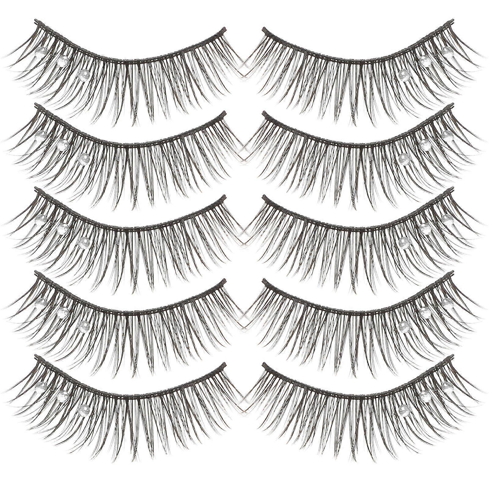 5 Pairs Rhinestone Fiber False Eyelashes for Natural, Thicker, Longer Dramatic Eye Makeup – Ideal for Stage, Party & Personal Use