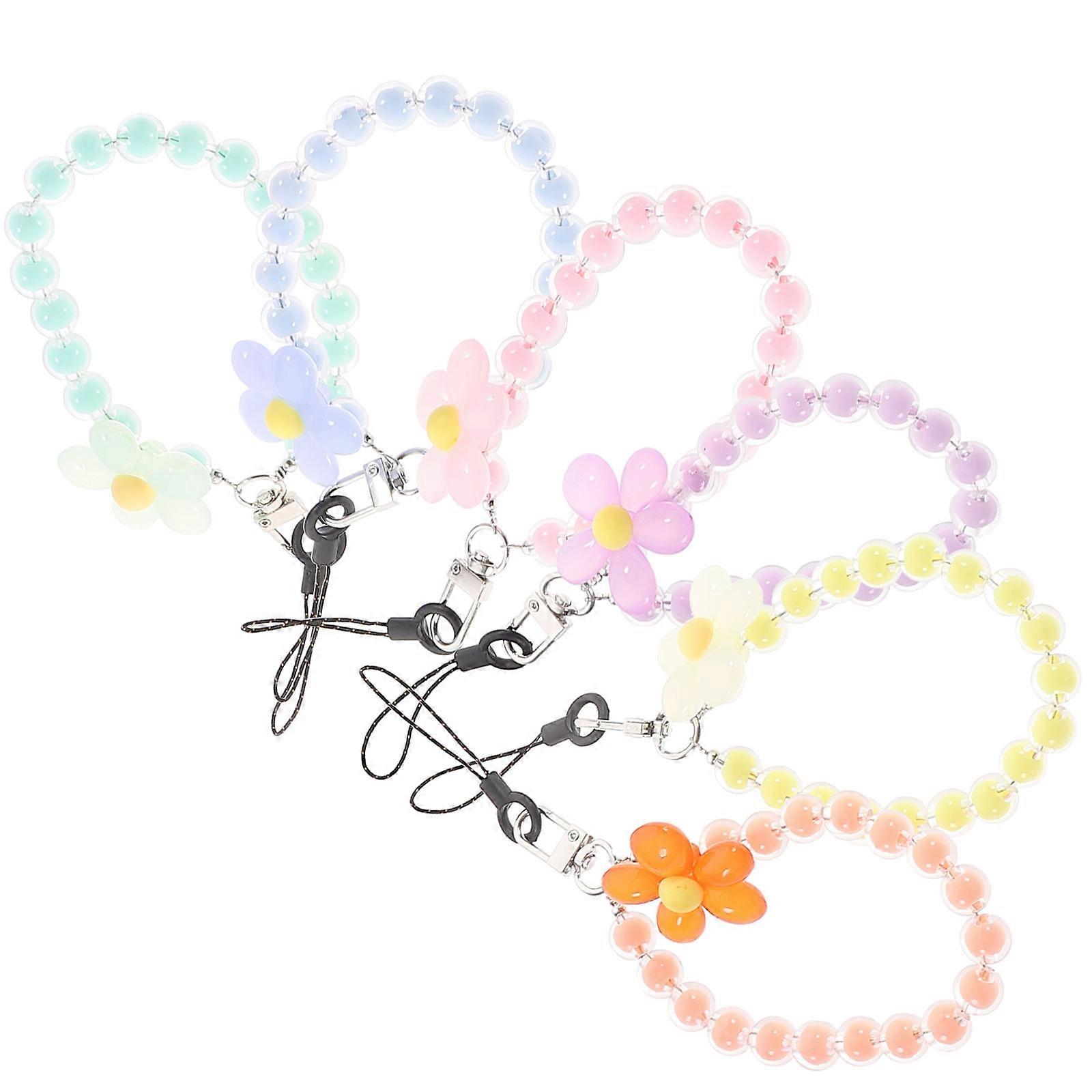 Phone Charm Beaded Phone Chain for Decoration 6Pcs Assorted Color Metal Resin
