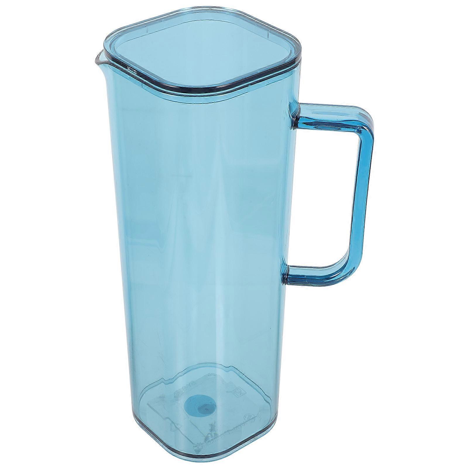 Blue Acrylic Water Pitcher with Ergonomic Handle and Lid for Family Party Use Fits Fridge 0.8 Gallons