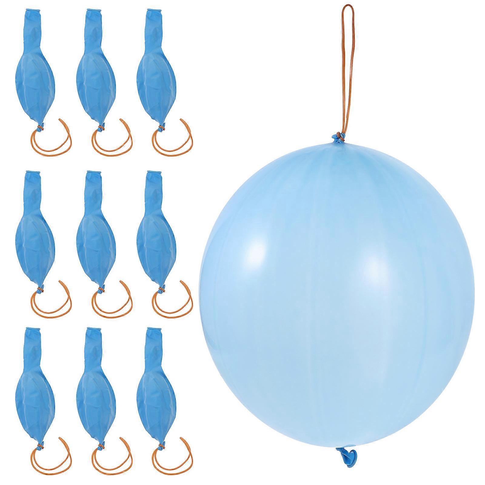 10pcs Fun Filled Neon Balloons with Rubber Band Handle for Party Birthday No Printing Blue