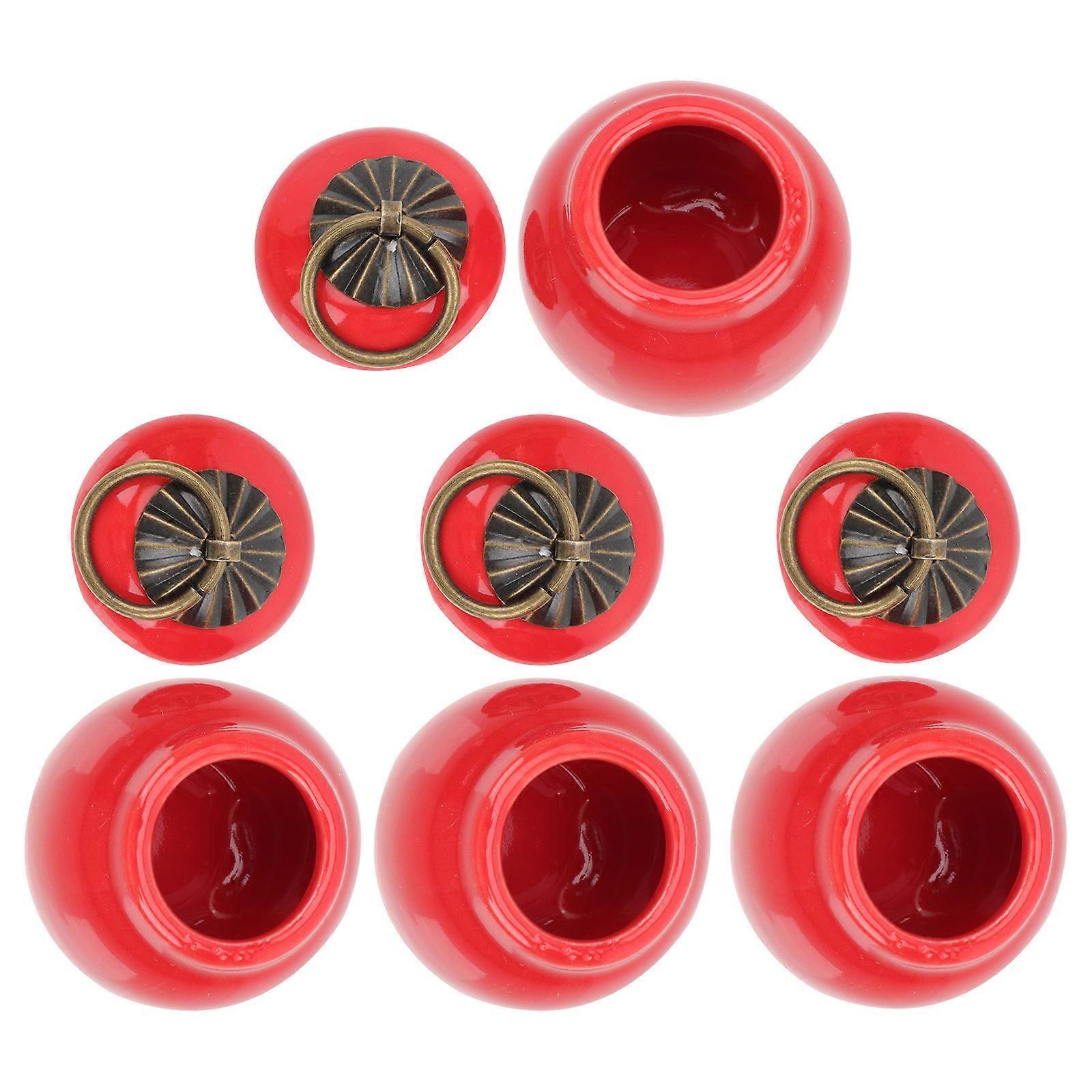 Ceramic Storage Containers for Kitchen Tea Jars Business Trip Suitable 5x4cm Red Storage