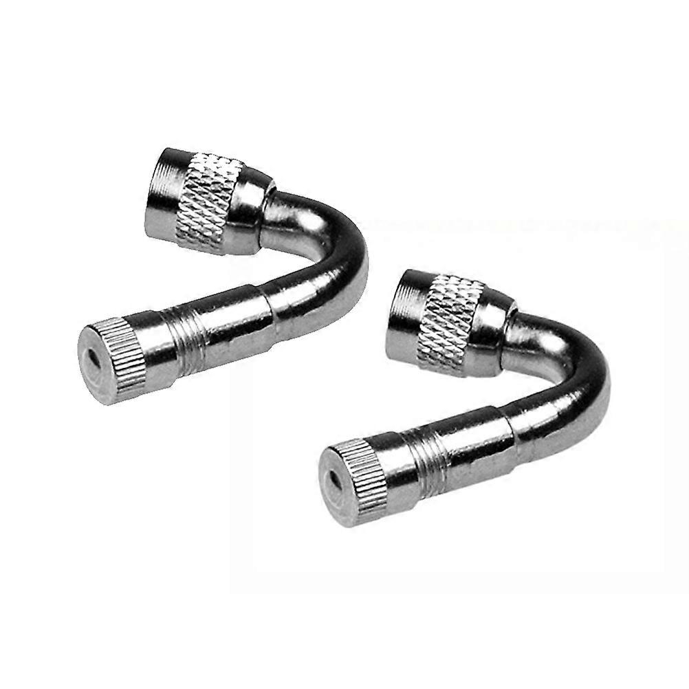 Bike Tire Valve Stem Extension 2 Pcs 45 Degree Angled Tool Designed For Motorcycle Car Use Silver Color