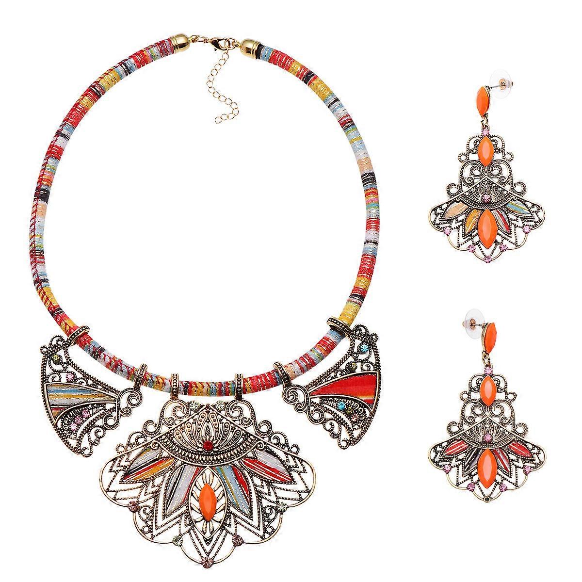 Boho Jewelry Set Necklace And Earring Set For Gatherings Decorative Accessories 3Pcs