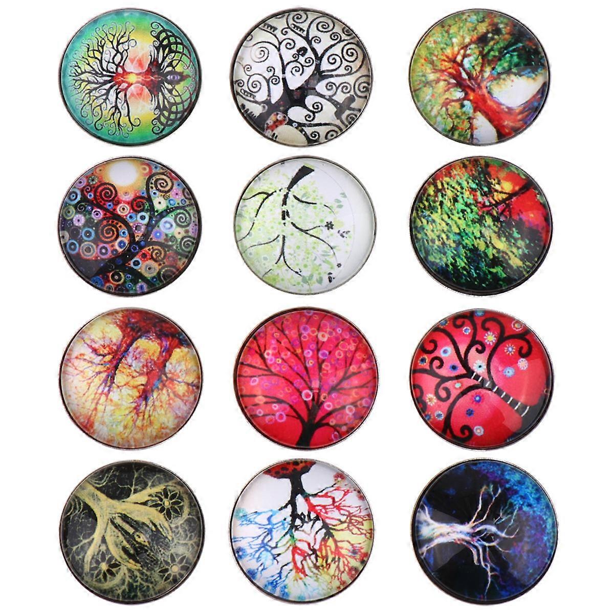 Life Tree gombok 12 db kreatív kerek üveg ékszer nőknek napi használatra szánt kiegészítők 1,9x1,9 cm