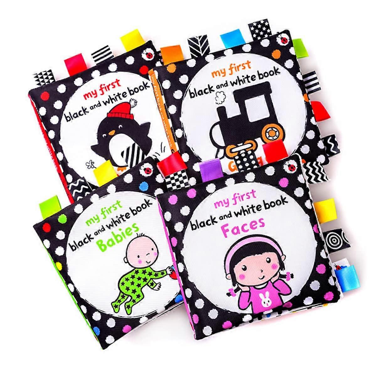 Soft Fabric Book for Toddlers with Black and White Labels, Cognitive Development Early Learning Toy for Newborns, Tear Resistant