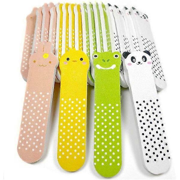 50 pcs Cute Animal Mini Nail Files Mix Pattern Sponge Buffer
