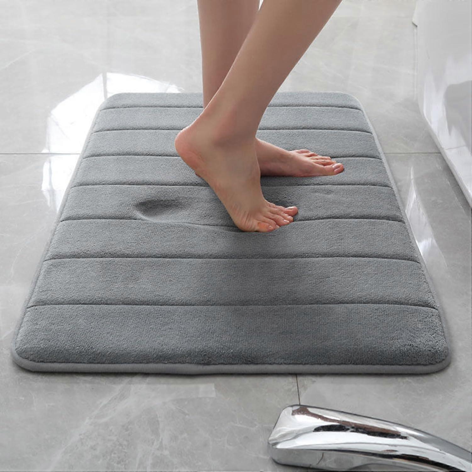 Bath Mat Memory Foam, Extra Soft, Non Slip, Absorbent, Quick Dry Floor Mat 100x60cm Grey