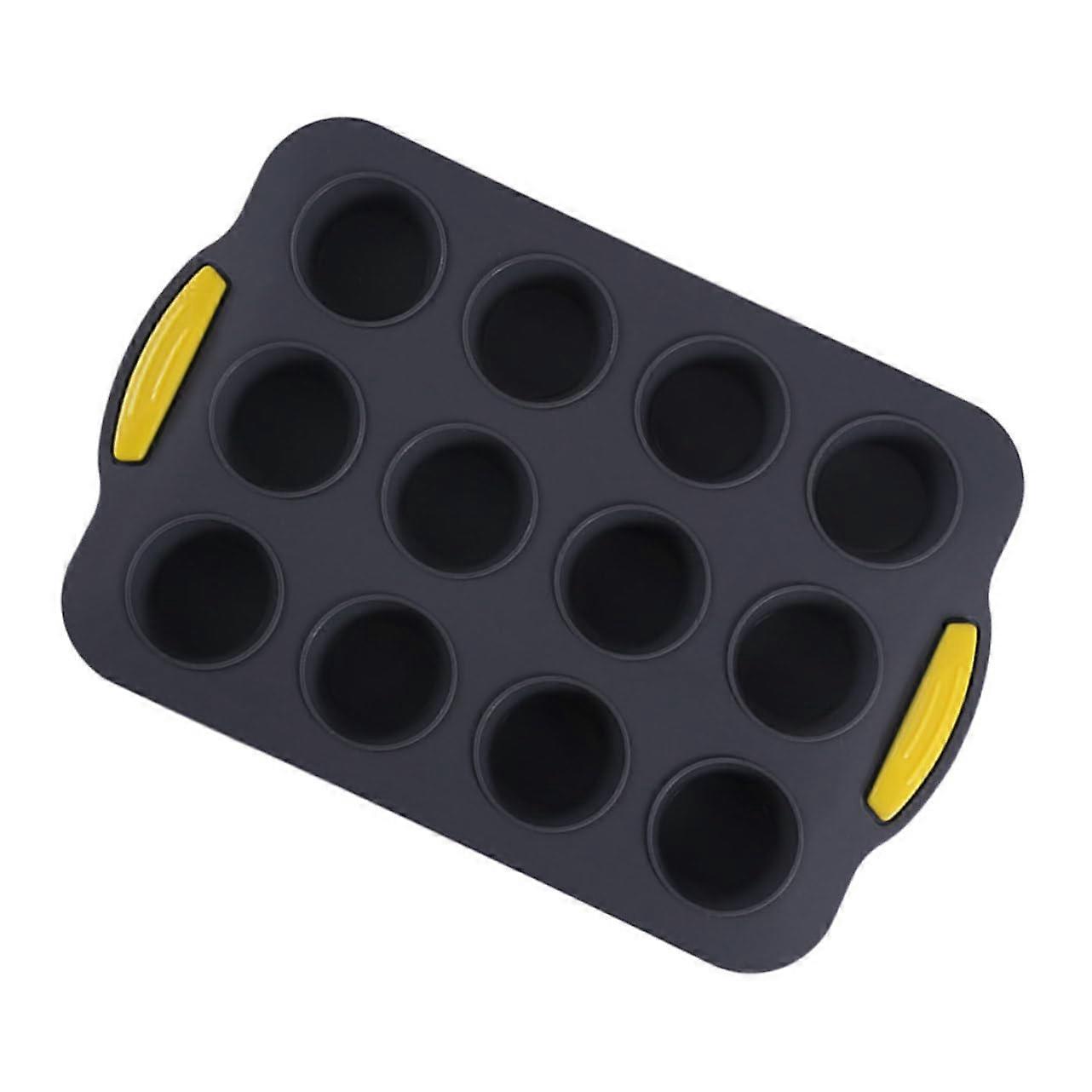 Muffin Mould Baking Tray 12-Cup Non-Stick Loaf and Cupcake Baking Moulds in Black, Large and Small Sizes