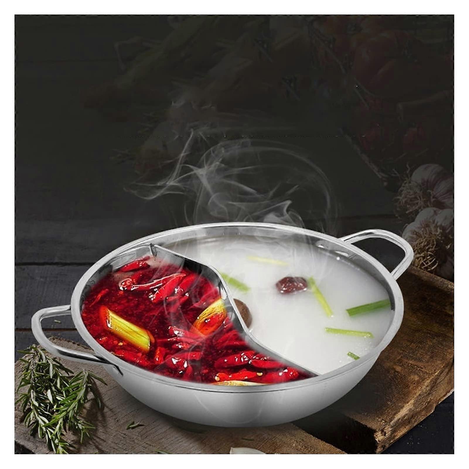 Electric Cooking Pot Stainless Steel Mandarin Duck Hot Pot with Thickened Design and Two Flair Compartments, Size 1