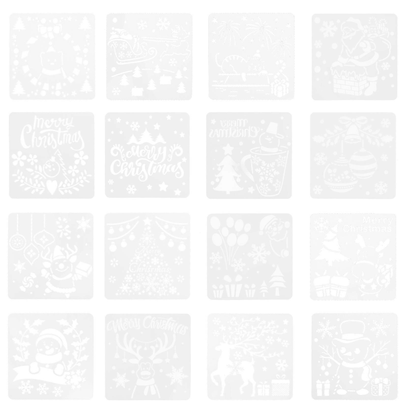 Kids Drawing Stencils 16Pcs Pattern Tracing Templates Suited For Artists And Parents Christmas Decorations Easy To Use Lightweight White Design
