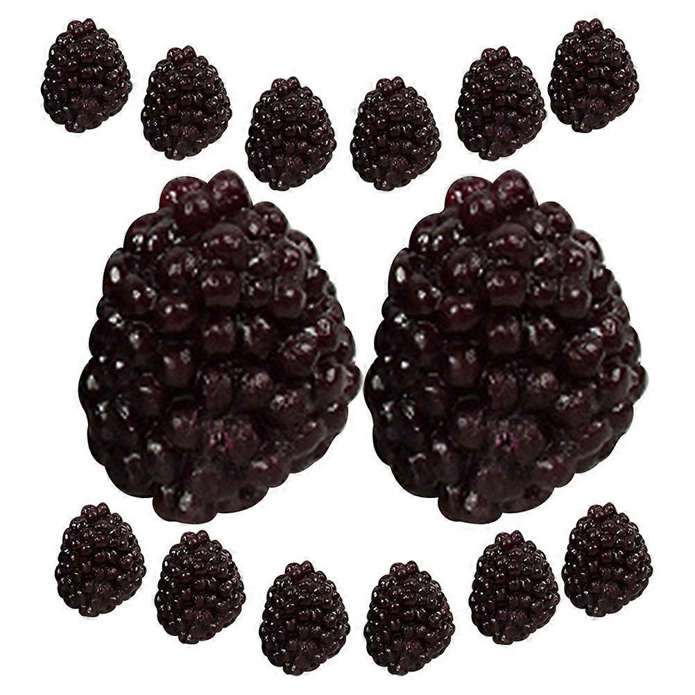 Realistic Raspberry Model for Decor PVC Black Artificial Fruit Toy Suitable for Various Scenes 15pcs