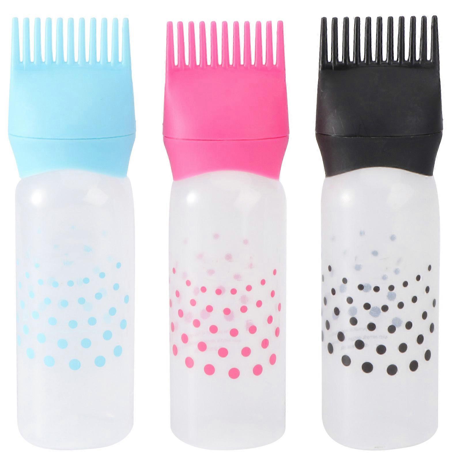 Durable Plastic Hair Dye Bottles Set of 3 Assorted Colors for Home Salon Use with Scale Lines