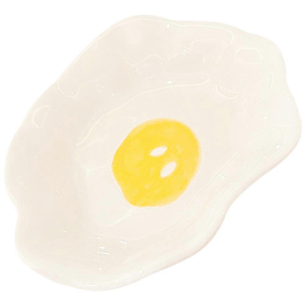 Egg Shape Ceramic Seasoning Dish White Condiment Holder Kitchen Use 1Pcs
