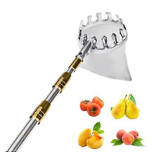 Telescopic fruit picker tool with durable fabric bag, effortless harvesting for branches, ideal for gardeners and orchard lovers, 2.5 m.