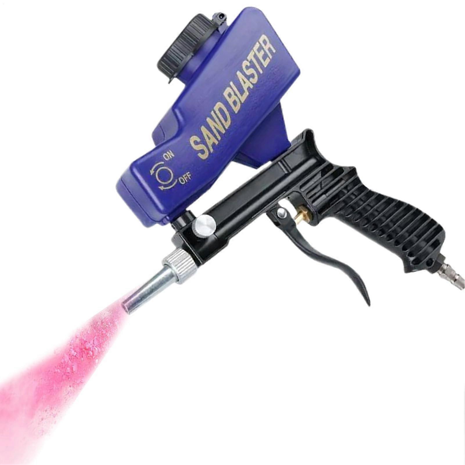 Sandblasting Device - Compressed Air Sand Blasting Gun for Rust Removal, Cleaning, and Polishing Metalwork & Paint, Blue