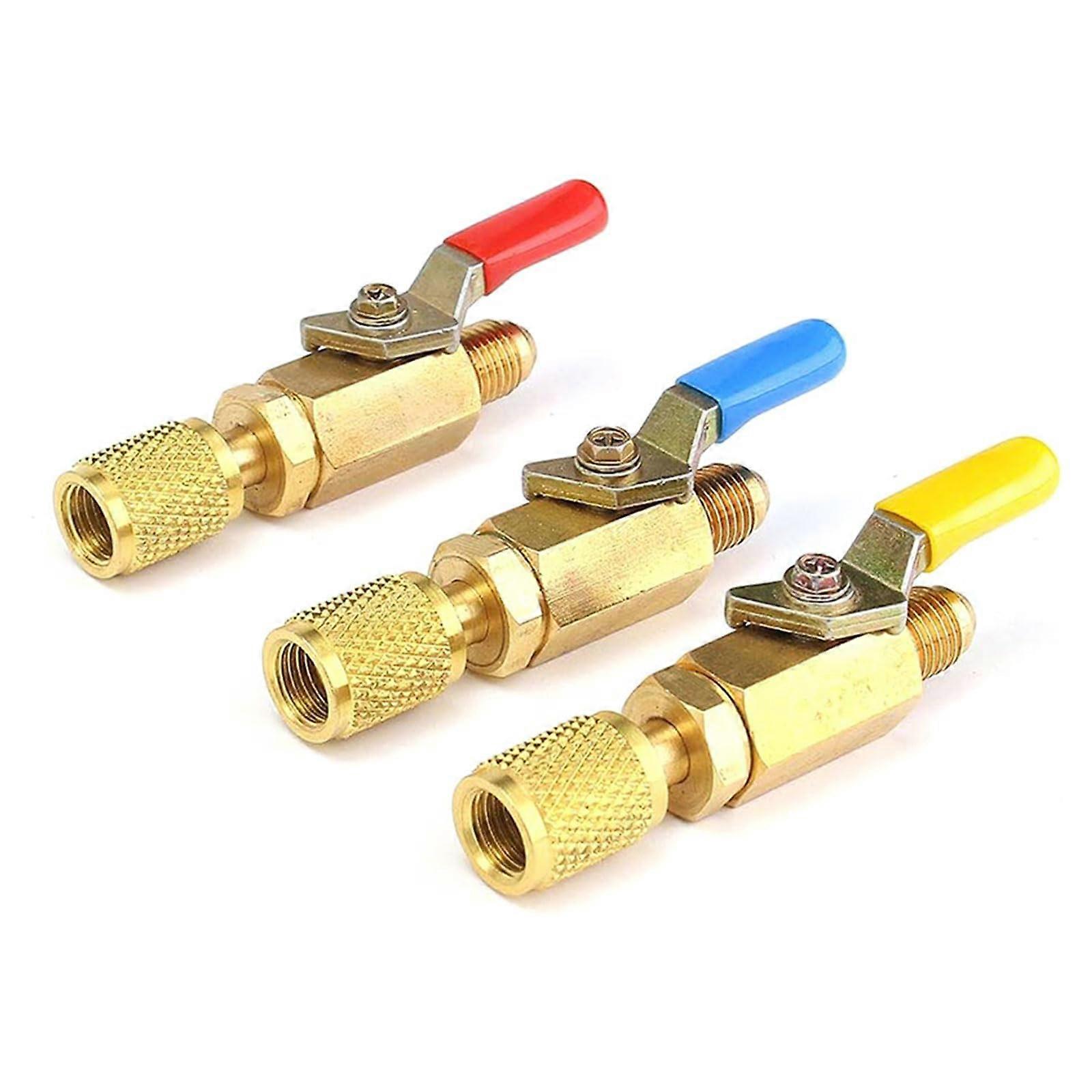 Set of 3 Practical Charging Hoses with Adapters and Efficient Ball Valves for Air Conditioner Refrigerant Management