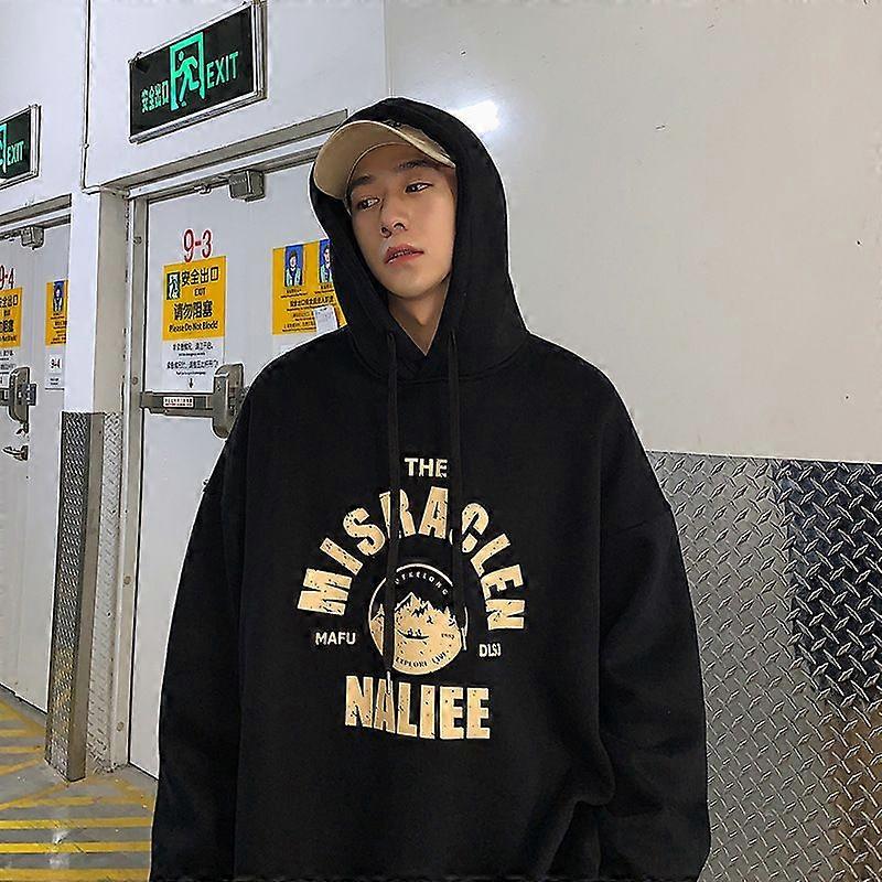 Hooded Sweater For Boys Autumn And Winter Loose All-Matching Top Korean Style Trendy Fleece-Lined Hong Kong Style Cec Casual Jacket Lazy