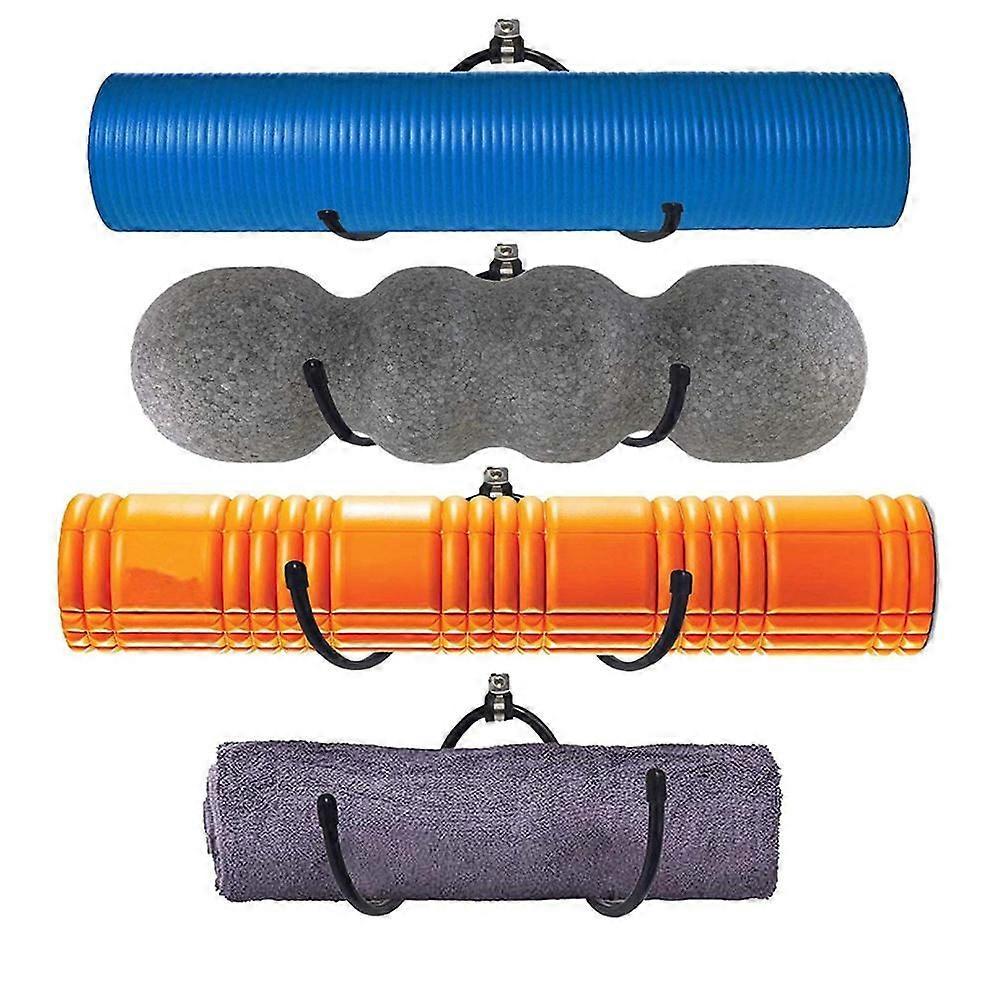 Pmsanzay Multi-Purpose (Adjustable) YogaExercise Mat Storage Hangers Wall-Mounted Rack - Hangs Yoga Blocks Towel Foam Rollers