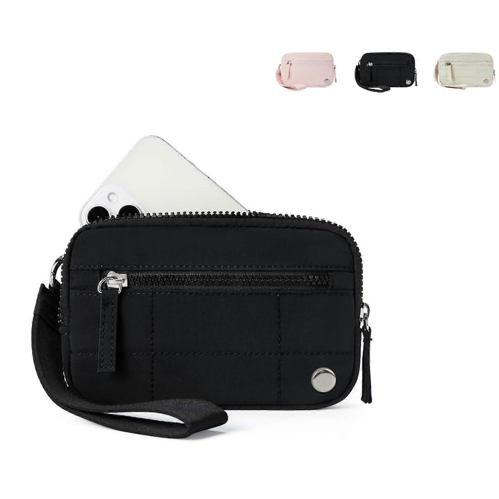 Essential Wristlet Nylon Wallets For Women With 3-Zipper Compartments And Detachable Wrist Strap