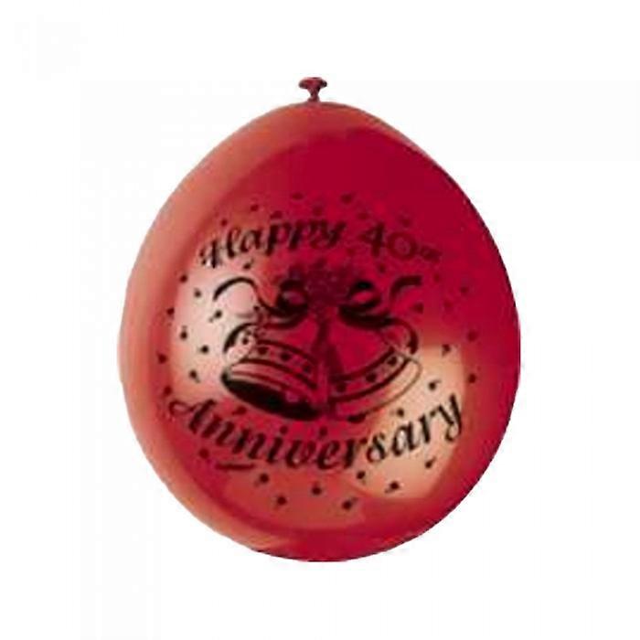 Happy 40th Anniversary Latex Balloons (Pack of 10)