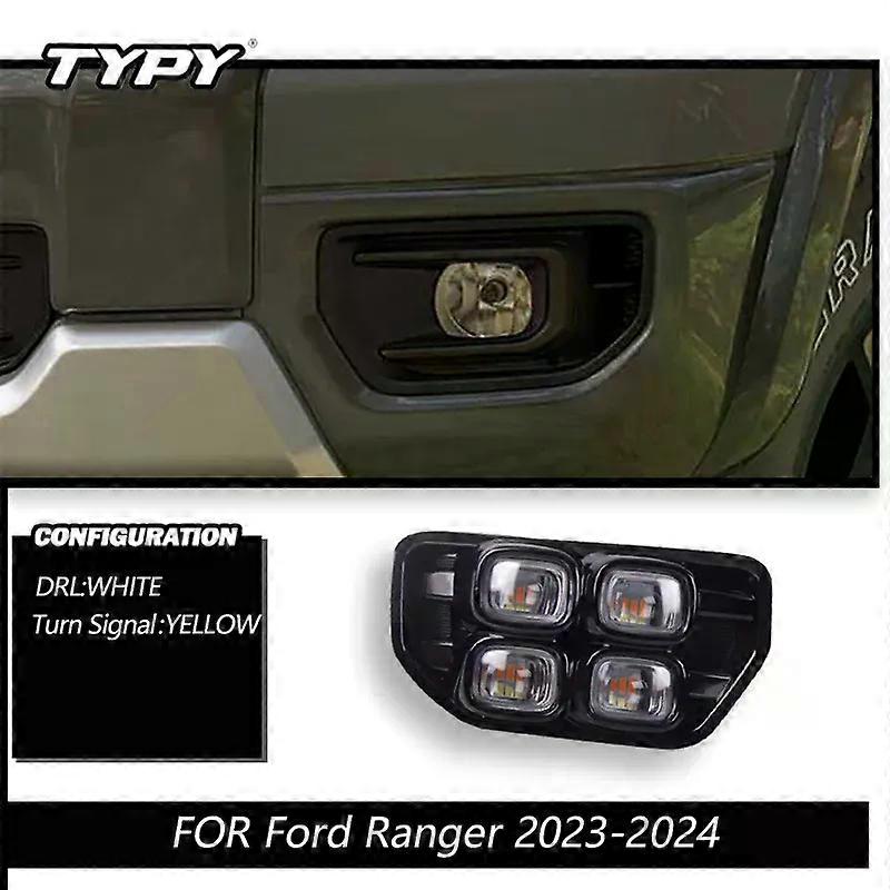 Apply TYPY Led Daytime Running Light Fog Lamp For Ford Ranger T9 2023 2024 Bumper Driving DRL Turn Signal