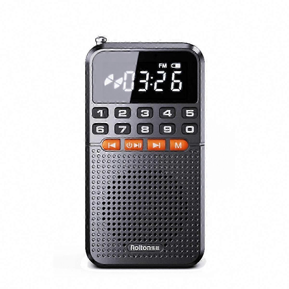 Portable FM Mini Radio with Bluetooth, TF Card, LED Flashlight, Dual Antenna Pocket Receiver & Music Player