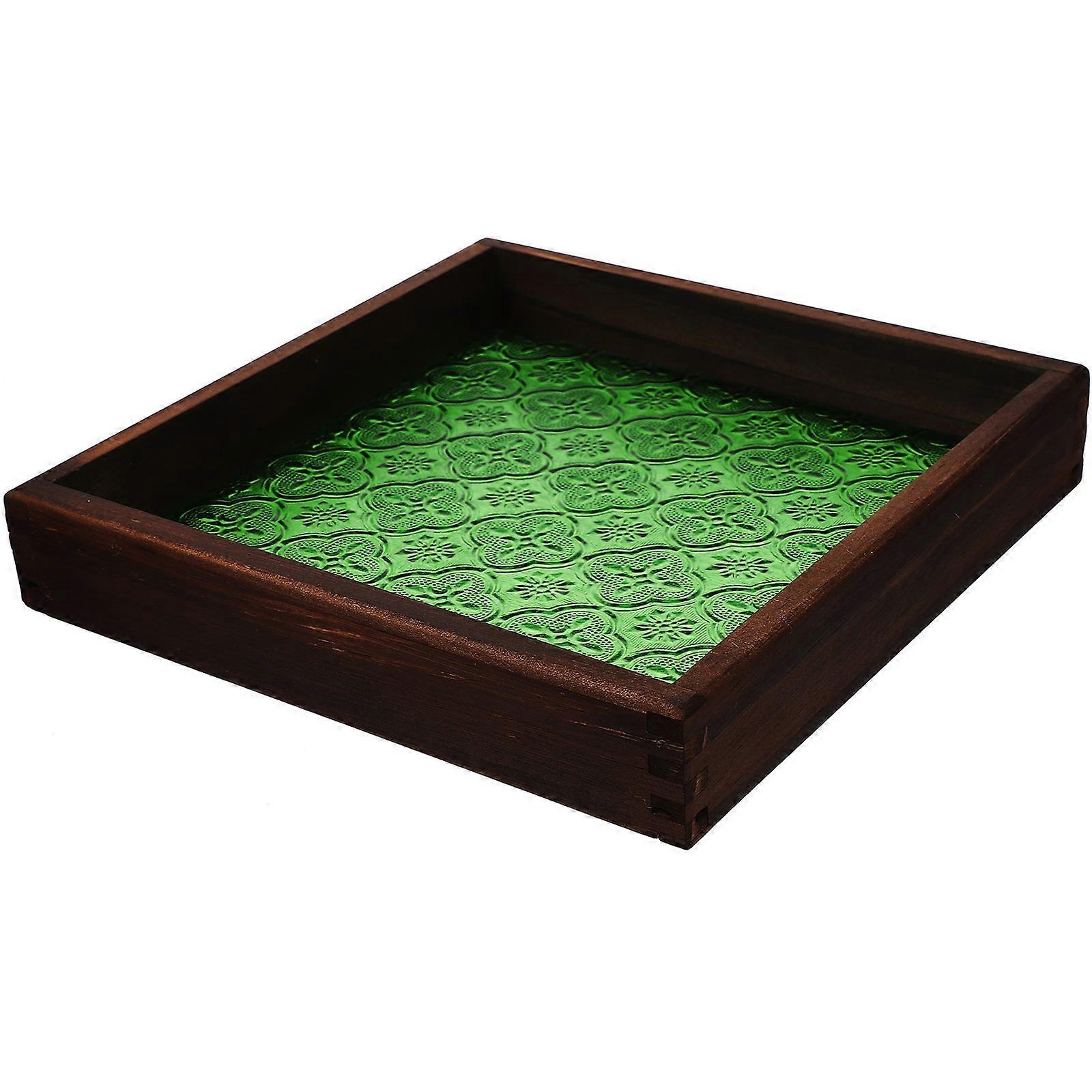 Serving Tray Wood Square for Events Light and Glass Dessert Tray 1Pack