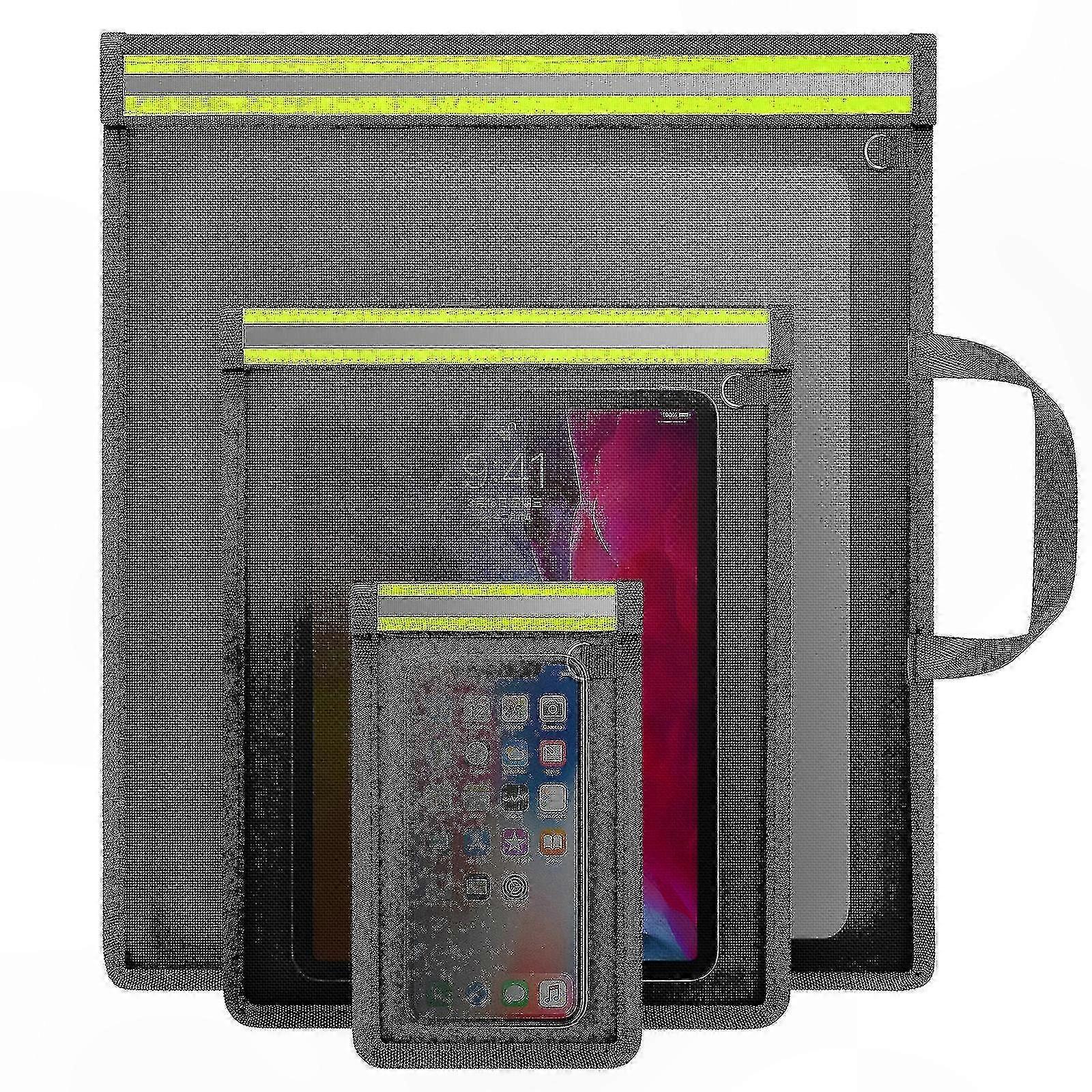 Signal Blocking Pouches, 3-Pack EMP Shield for Devices, Key Fob Protector with Reflective Strip for Anti-Theft and Privacy Protection