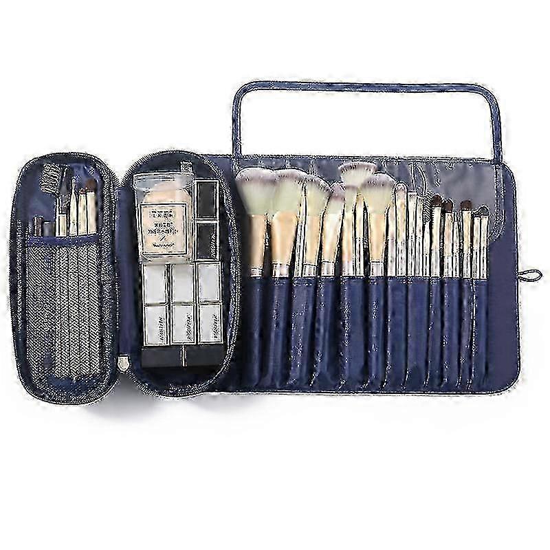 Convenient roll-up makeup brush holder for British cosmetics storage