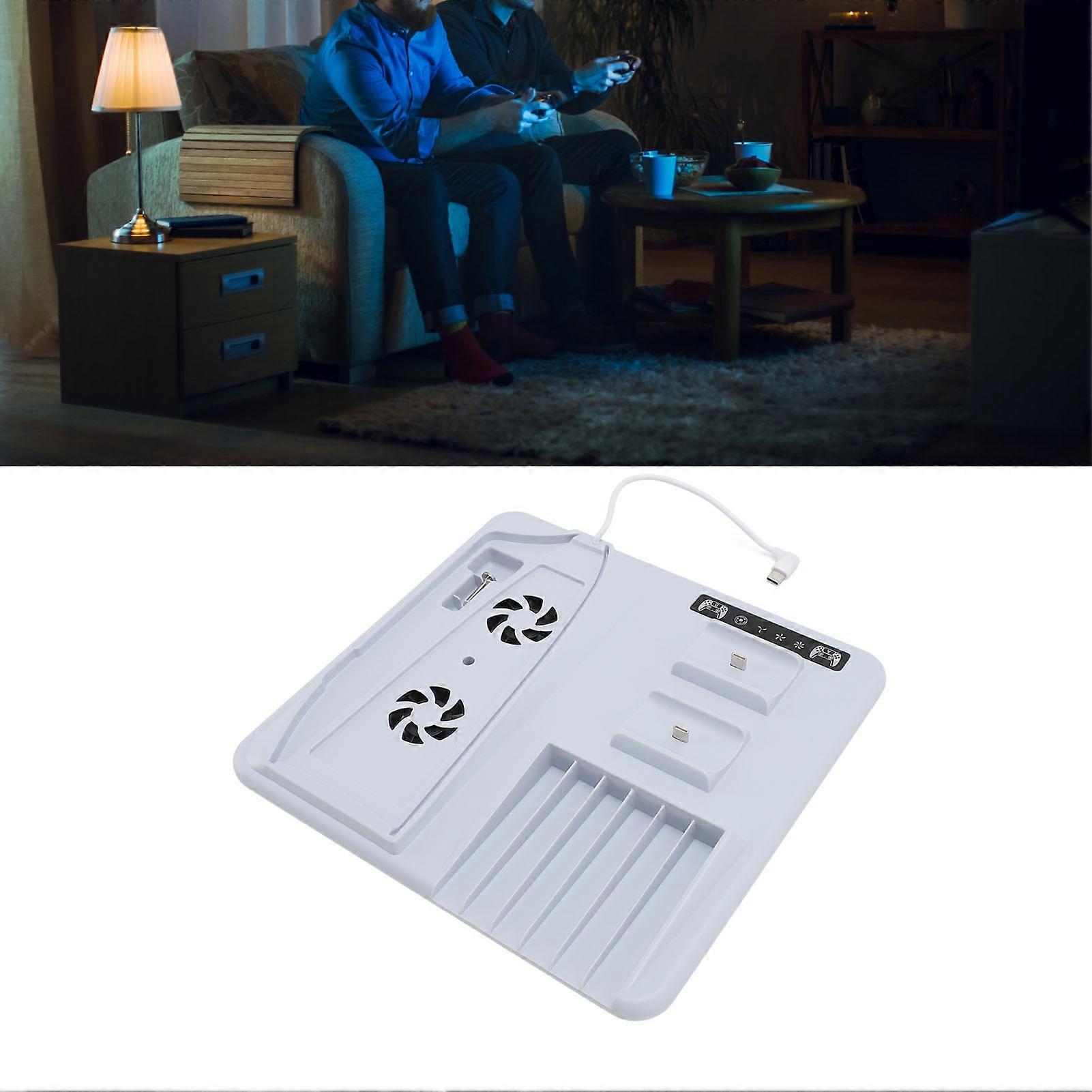 Controller Charging Station with Cooling Fan & 6 Game Card Slots for PS5 Slim