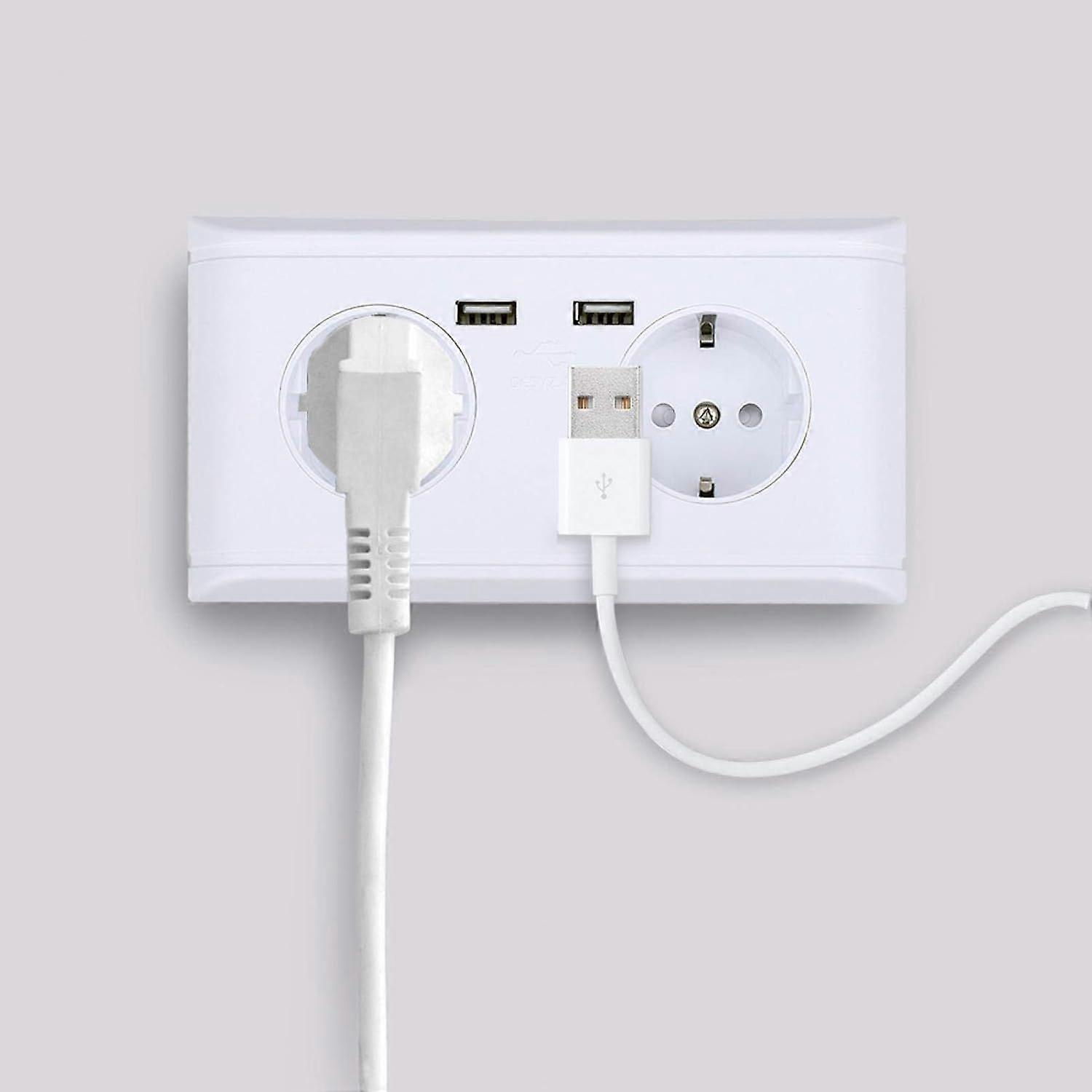 Multifunctional EU socket with two USB ports for charging