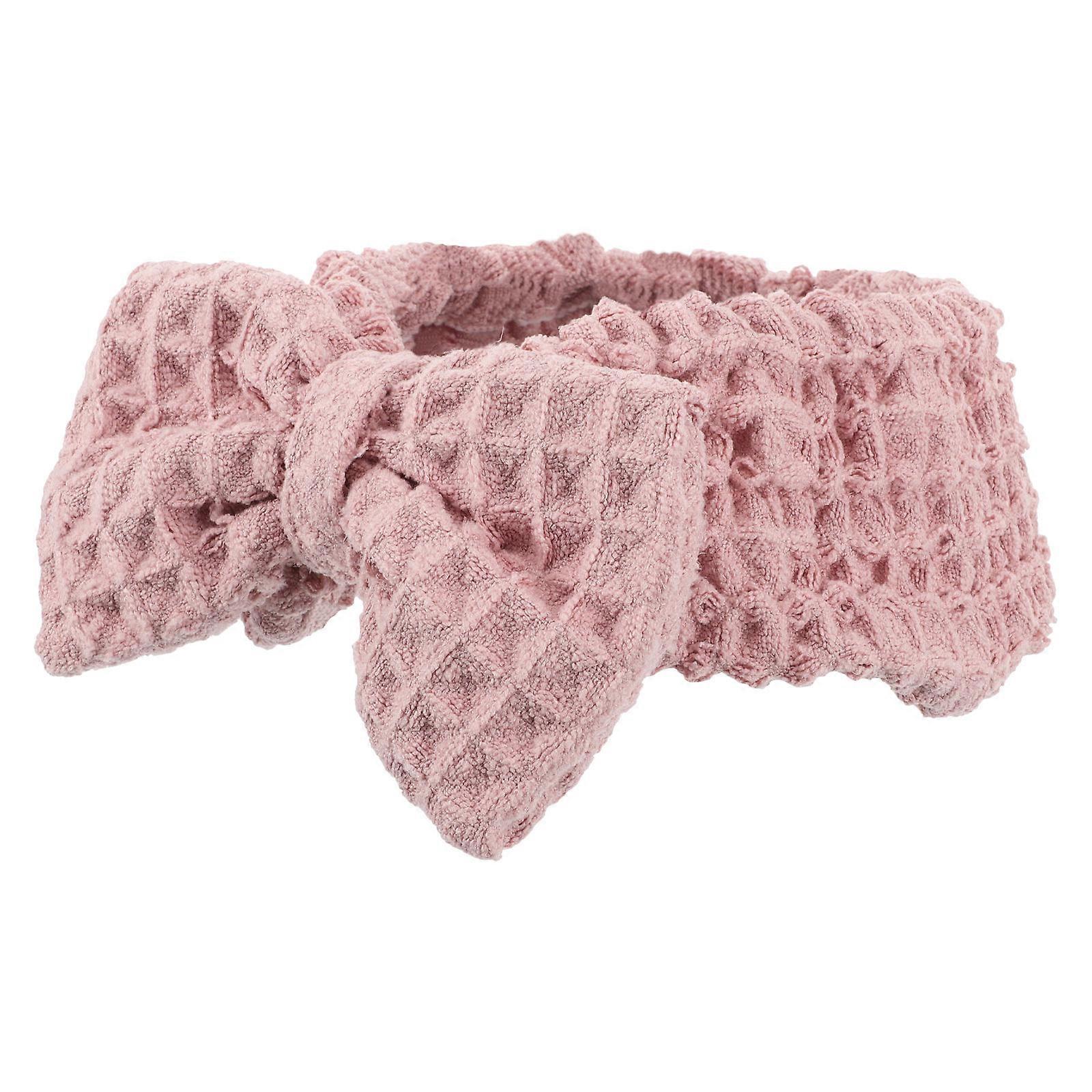Makeup Headbands For Women Pink Color Soft Hairband With Bow Elastic Comfortable Fit 1Set