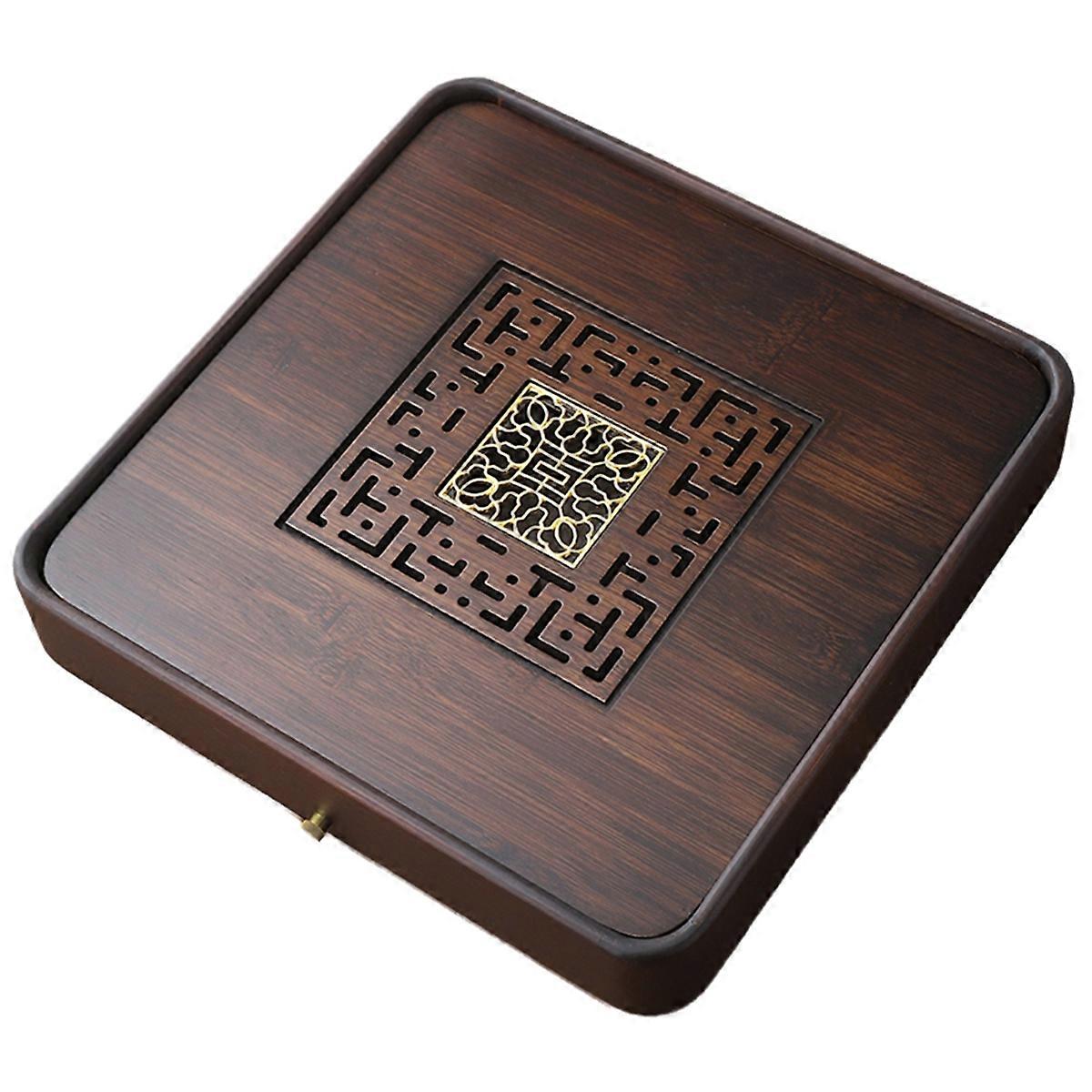 Small Tea Tray Bamboo Tea Tray Home Use Water Storage and Drainage Three Functions Secret Code of Te