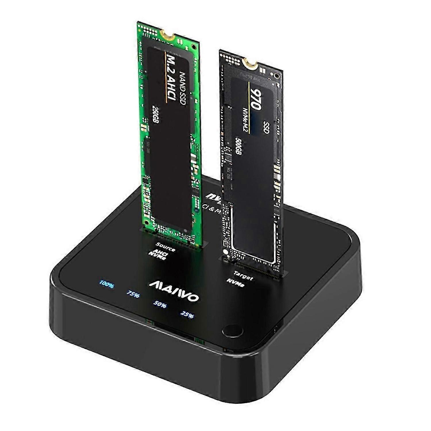 MAIWO Dual-Bay M.2 NVMe/AHCI SSD Enclosure, USB 3.0 Type-C, 20Gbps Gen2X Hard Disk Dock Station with Clone Function EU PLUG